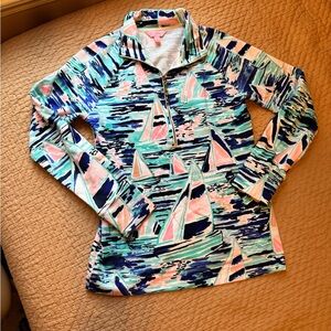 Lilly Pulitzer Skipper Popover Jacket Pier Pressure Sailboat Boat Small XS, EUC!